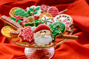A tray of decorated cookies, the kind of baking content the site covers
